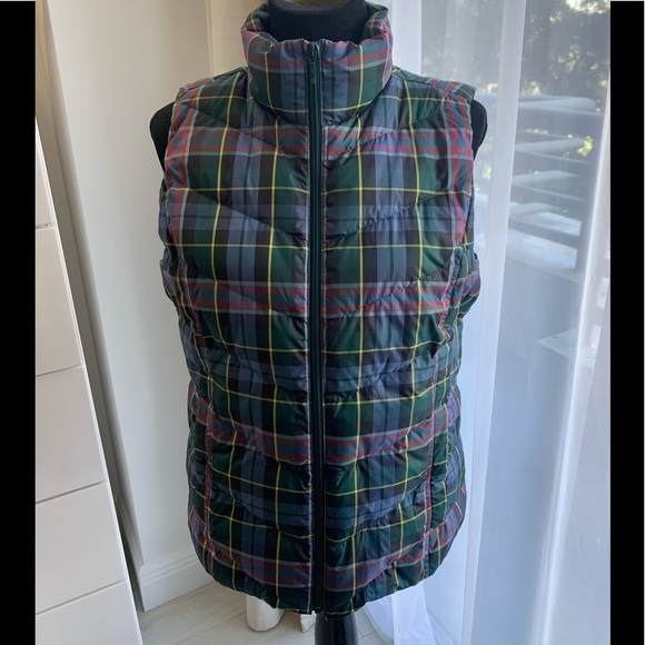🎉 HP 🎉 Lands’ End Plaid Down Vest size M - Picture 2 of 11